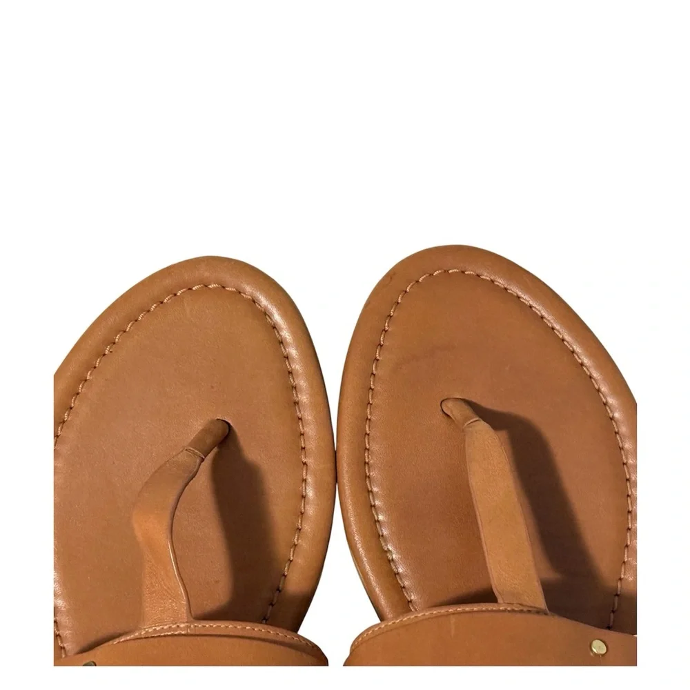 Tory Burch Brown Leather Thong Sandals with Buckle Marsden Women’s 8.5